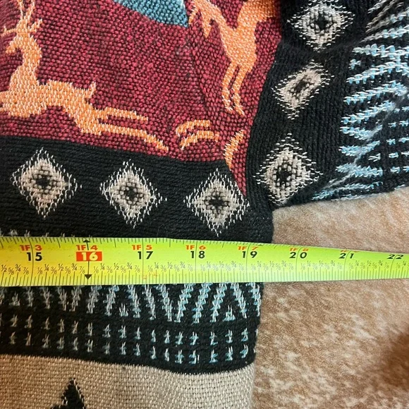 SOLD💔VTG 90s Southwestern Hand Made Woven Boho Navajo Cowgirl Hippie Blanket - Picture 8 of 9